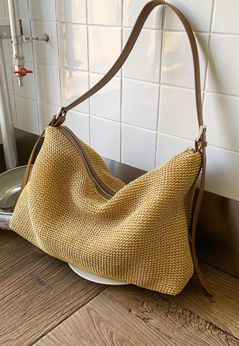 Vacation Style Woven Straw Hobo Shoulder Bag K26051910