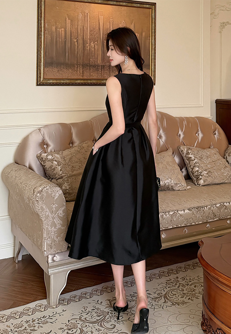 Summer French Vintage Sleeveless Flared Dress CA25091528BK