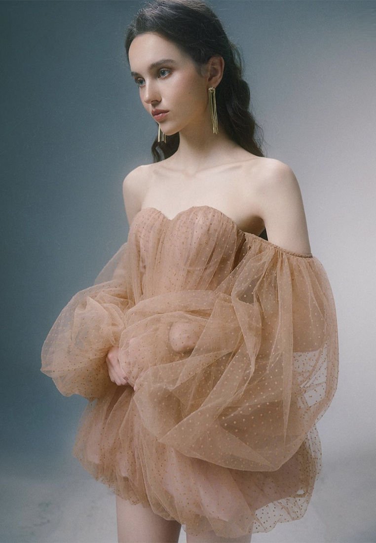 Early Spring New Arrival: Sweet and Sexy Strapless Puff Sleeve Dress CA25092528KI