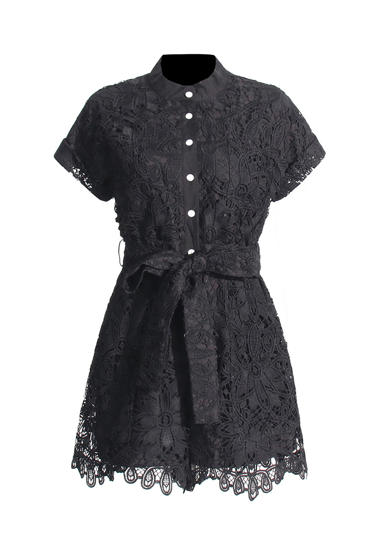 2024 Summer New Stand up Neck Waist Short Dress CA24032628W