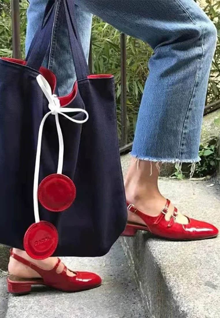 Summer French patent leather thick heel wedding shoes CA225042228RD