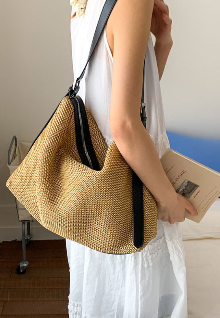 Vacation Style Woven Straw Hobo Shoulder Bag K26051910