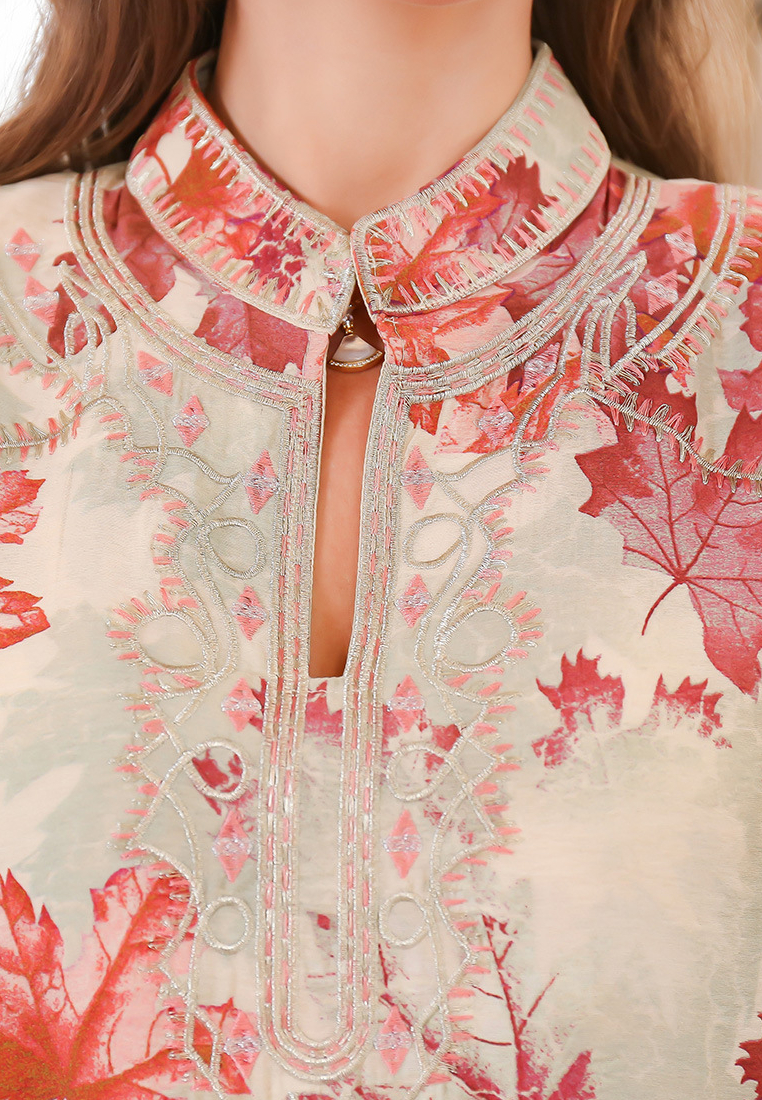 2024 Autumn big robe long sleeve dress printed dress CA24090328GR