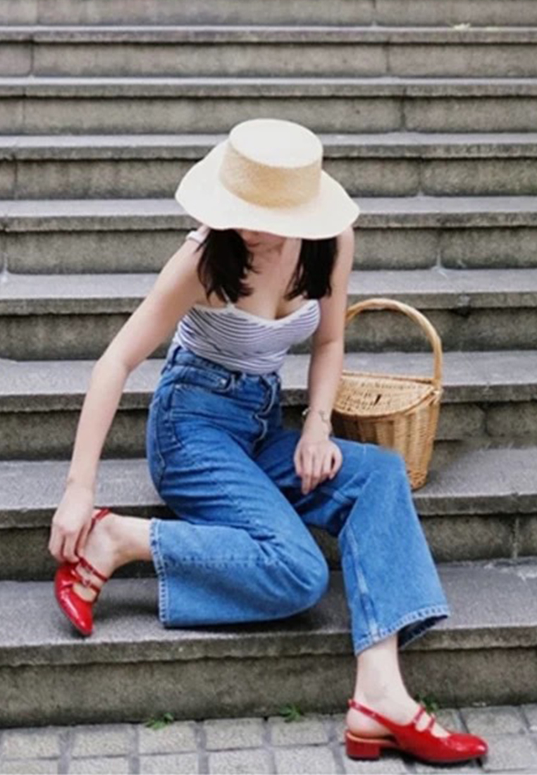 Summer French patent leather thick heel wedding shoes CA225042228RD