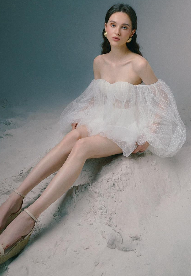 Early Spring New Arrival: Sweet and Sexy Strapless Puff Sleeve Dress CA25092528KI