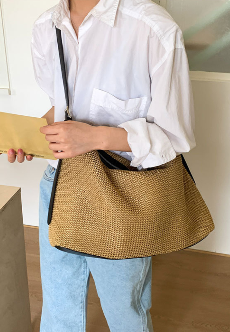 Vacation Style Woven Straw Hobo Shoulder Bag K26051910