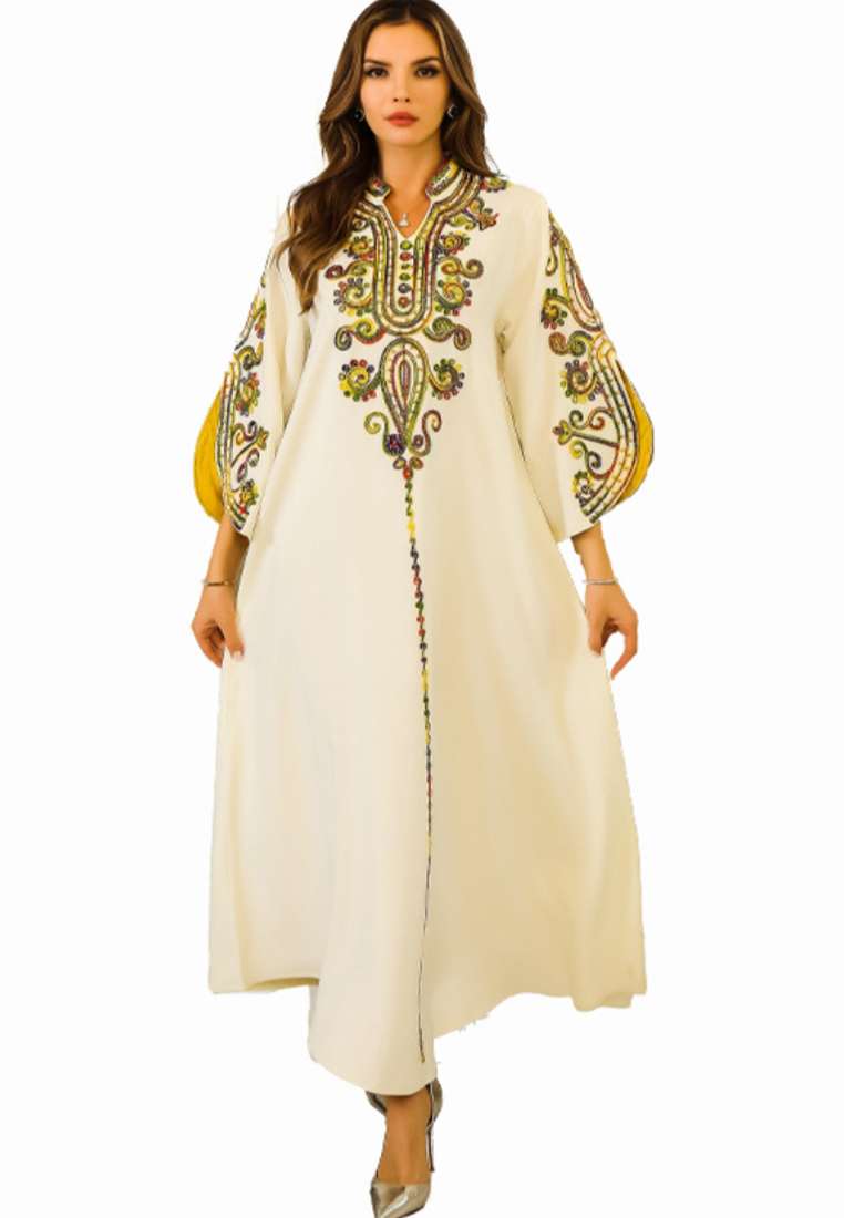 2024 New muslim rope embroidered women's casual dress CA24090329BE
