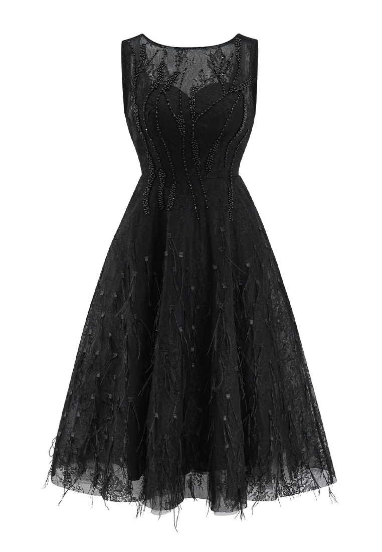 Lace and Bead Embellished Luxury Quality Evening Party Dress CA090829W