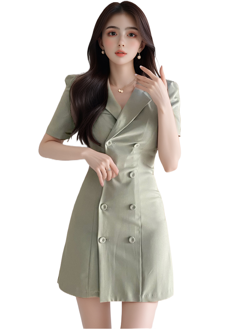 Korean style double breasted suit dress CA25060329BK