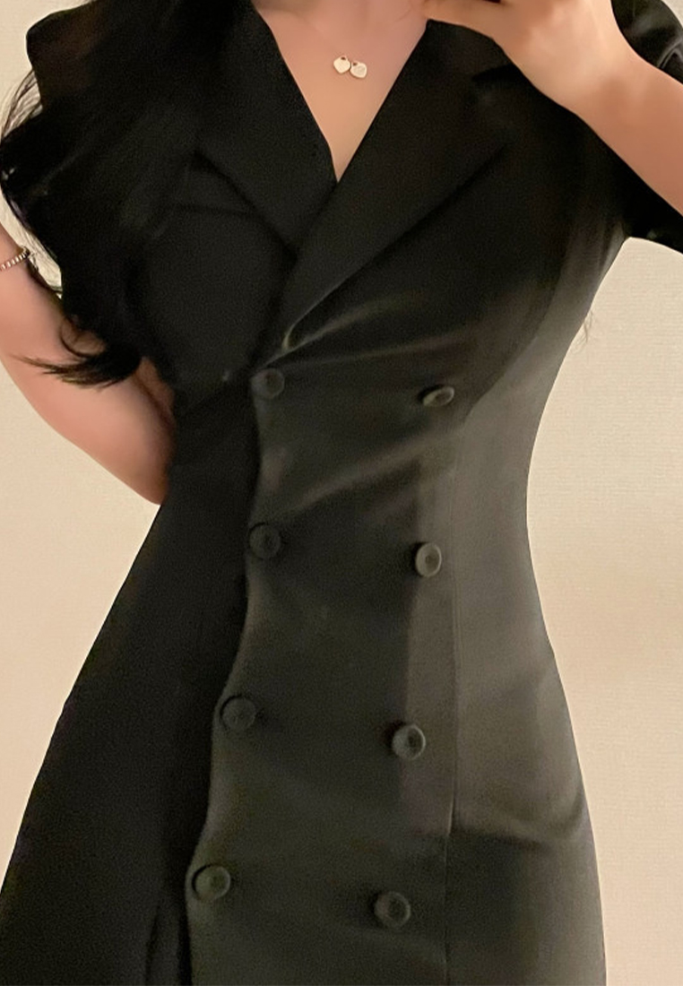 Korean style double breasted suit dress CA25060329BK