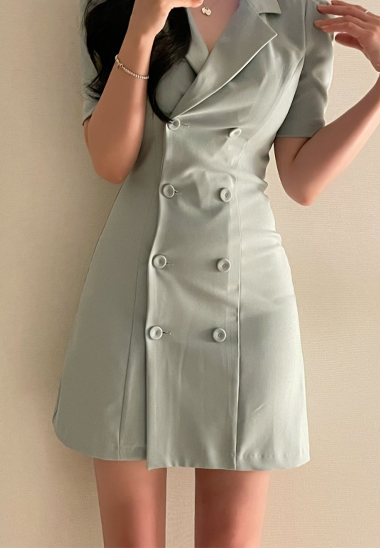 Korean style double breasted suit dress CA25060329BK