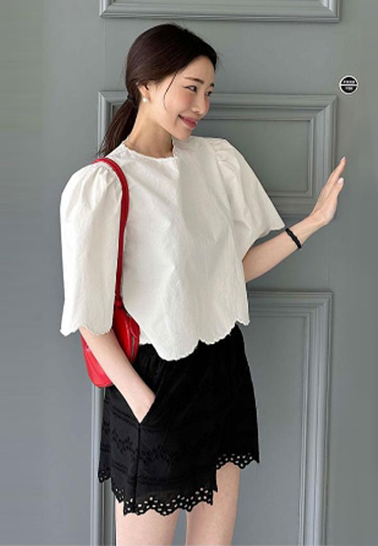 2024 Solid color embroidered loose top and shorts set CA24041029W