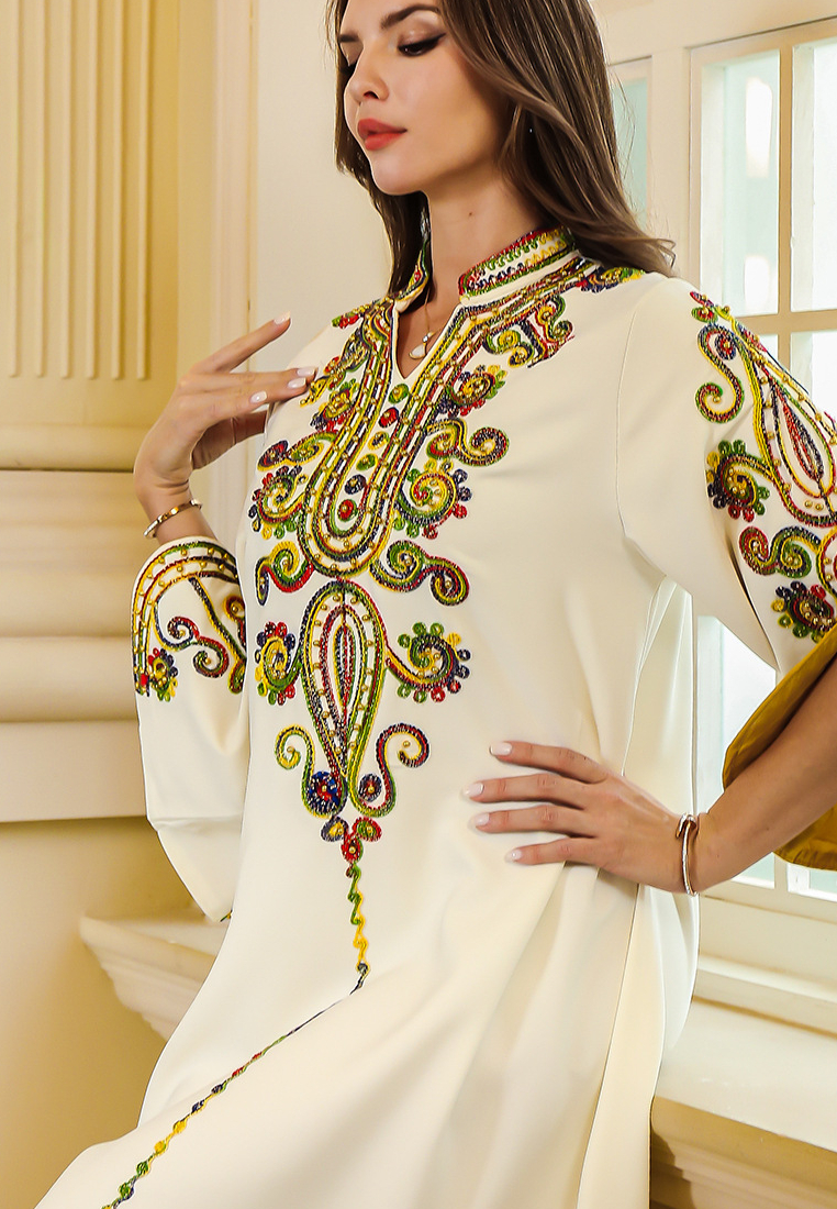 2024 New muslim rope embroidered women's casual dress CA24090329BE