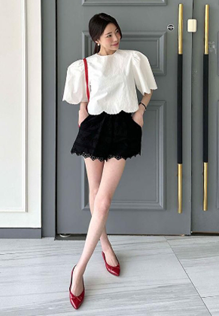 2024 Solid color embroidered loose top and shorts set CA24041029W