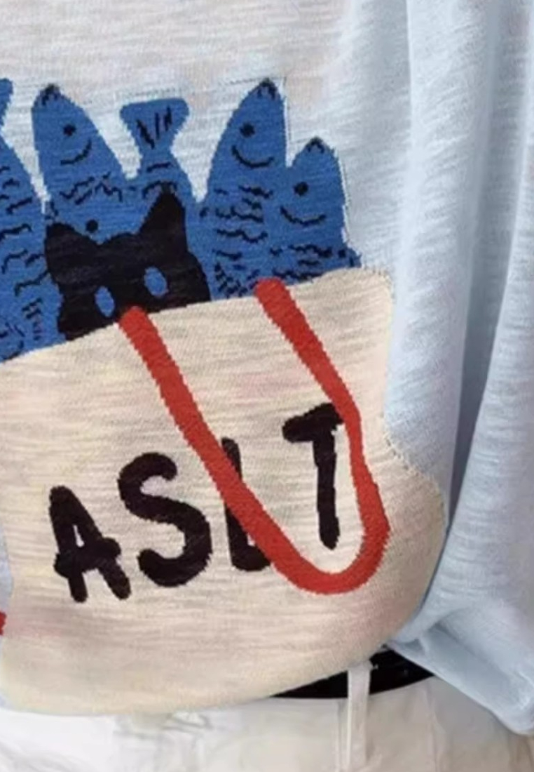 Korean cartoon thin short-sleeved beautiful top CA25091929W