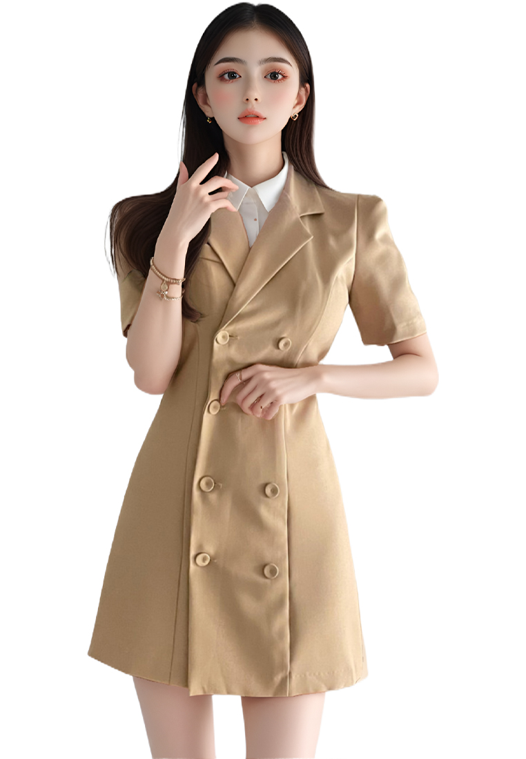 Korean style double breasted suit dress CA25060329BK