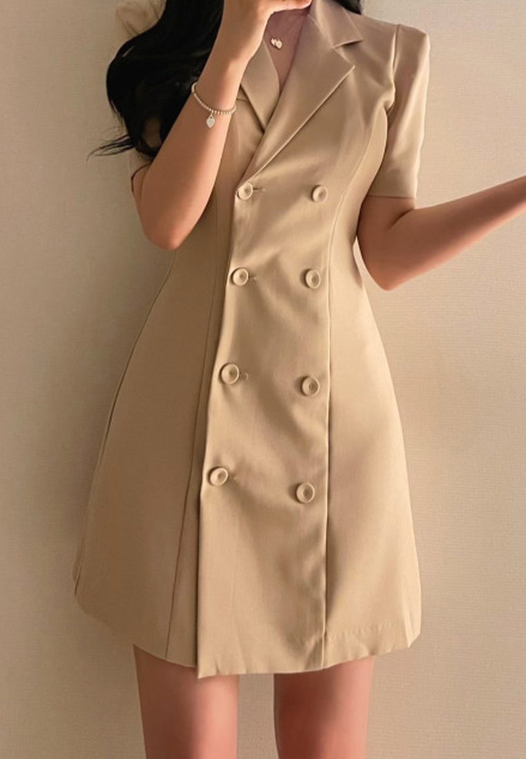 Korean style double breasted suit dress CA25060329BK