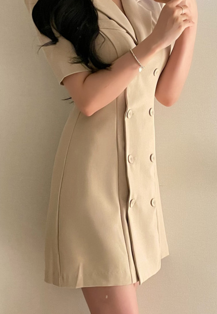 Korean style double breasted suit dress CA25060329BK