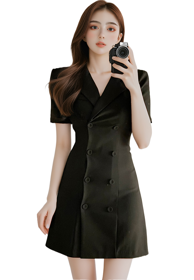 Korean style double breasted suit dress CA25060329BK