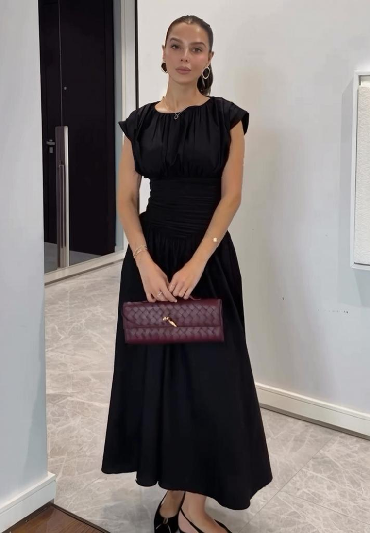 French-style pure desire fitted waist short-sleeved dress CA25091424W