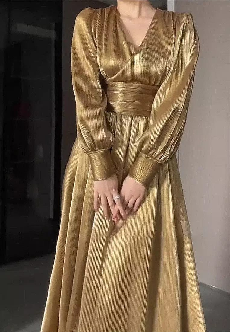 French style light luxury slit dress CA24102539YE