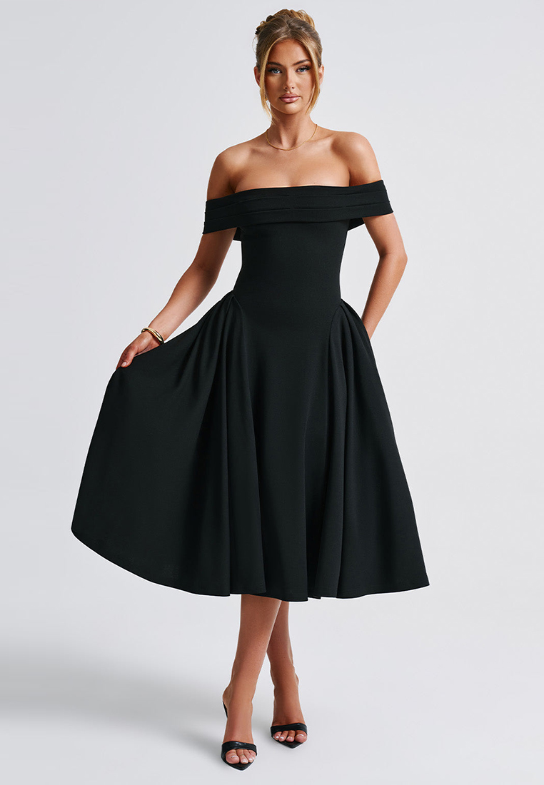 Summer fashion temperament elegant strapless dress CA25042272BK