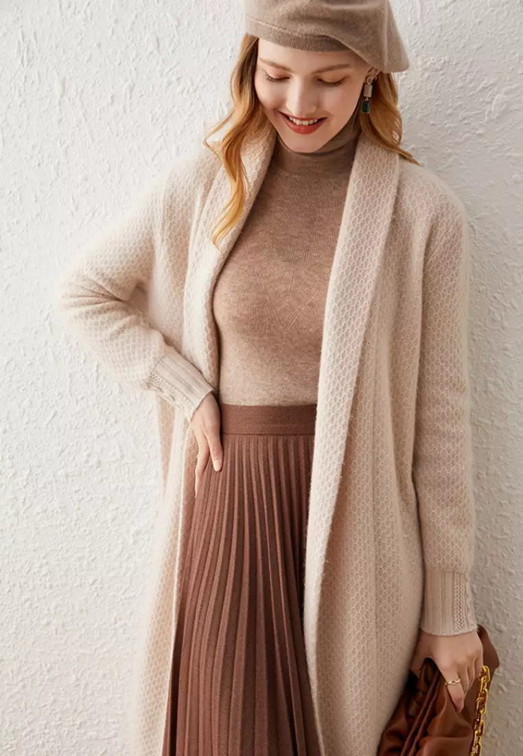 Wool Loose Padded Over-The-Knee Cardigans Coat A21092819BE