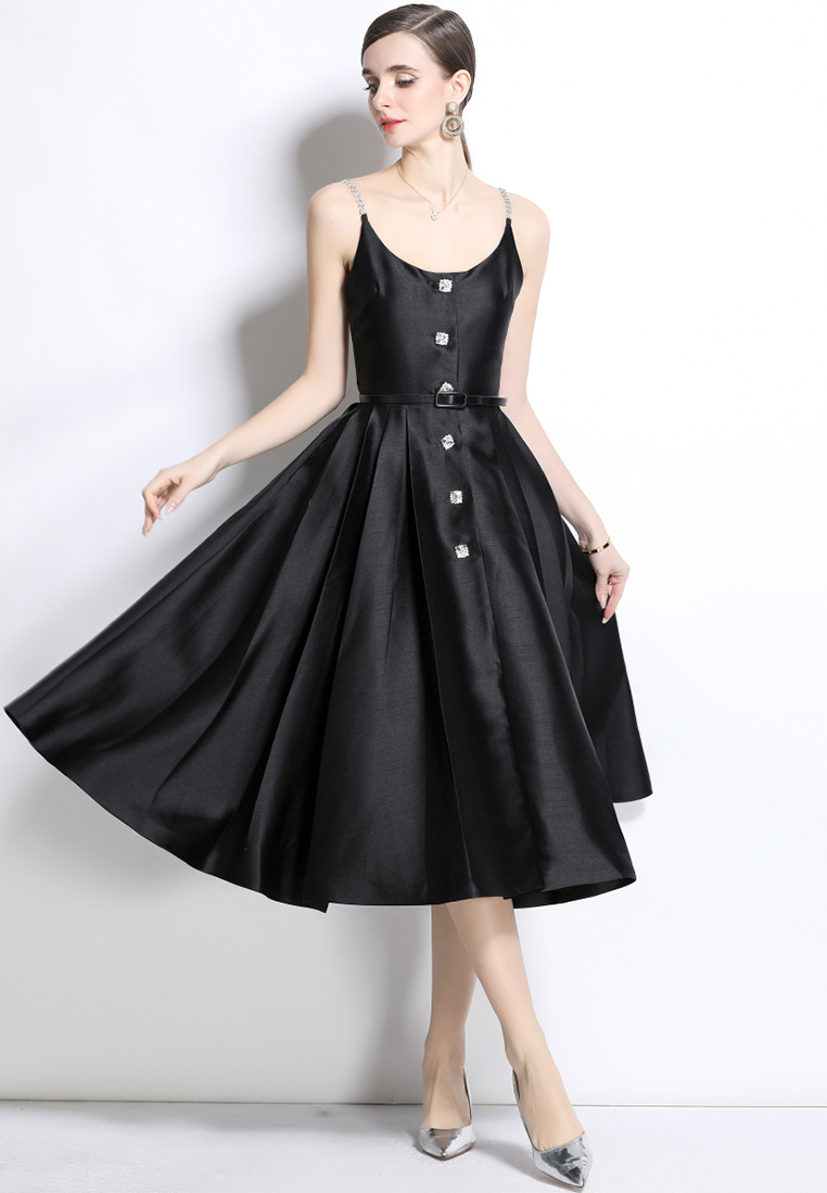 Dinner Party Suspender Long Dress CA25021353BK