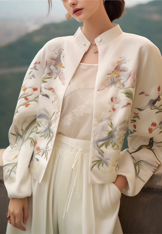 New Chinese style white Songjin style jacket CA25010712W