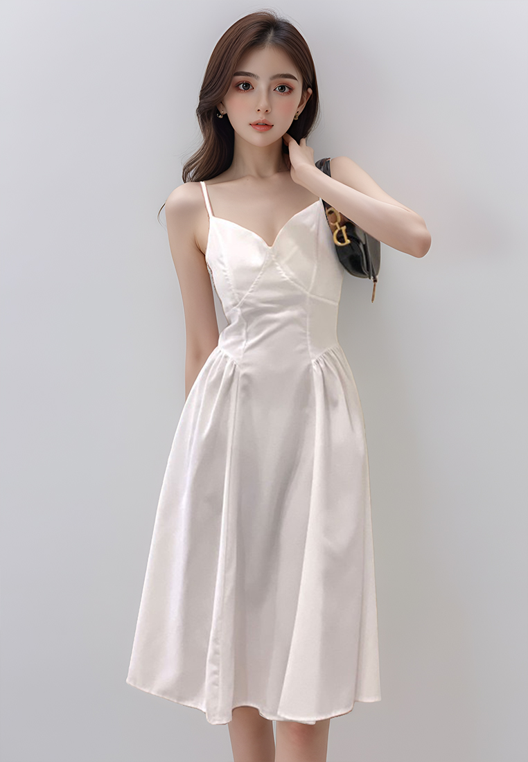 Korean Summer Splicing Waist Strap Dress CA25032734BL