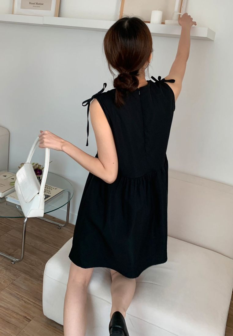 Solid color loose short dress CA25032739BK