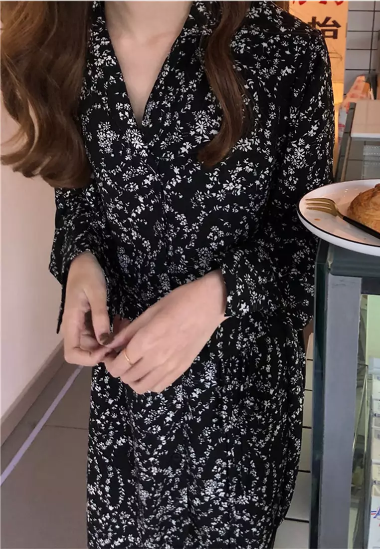 Vintage elegant lace up loose dress CA24092742BE