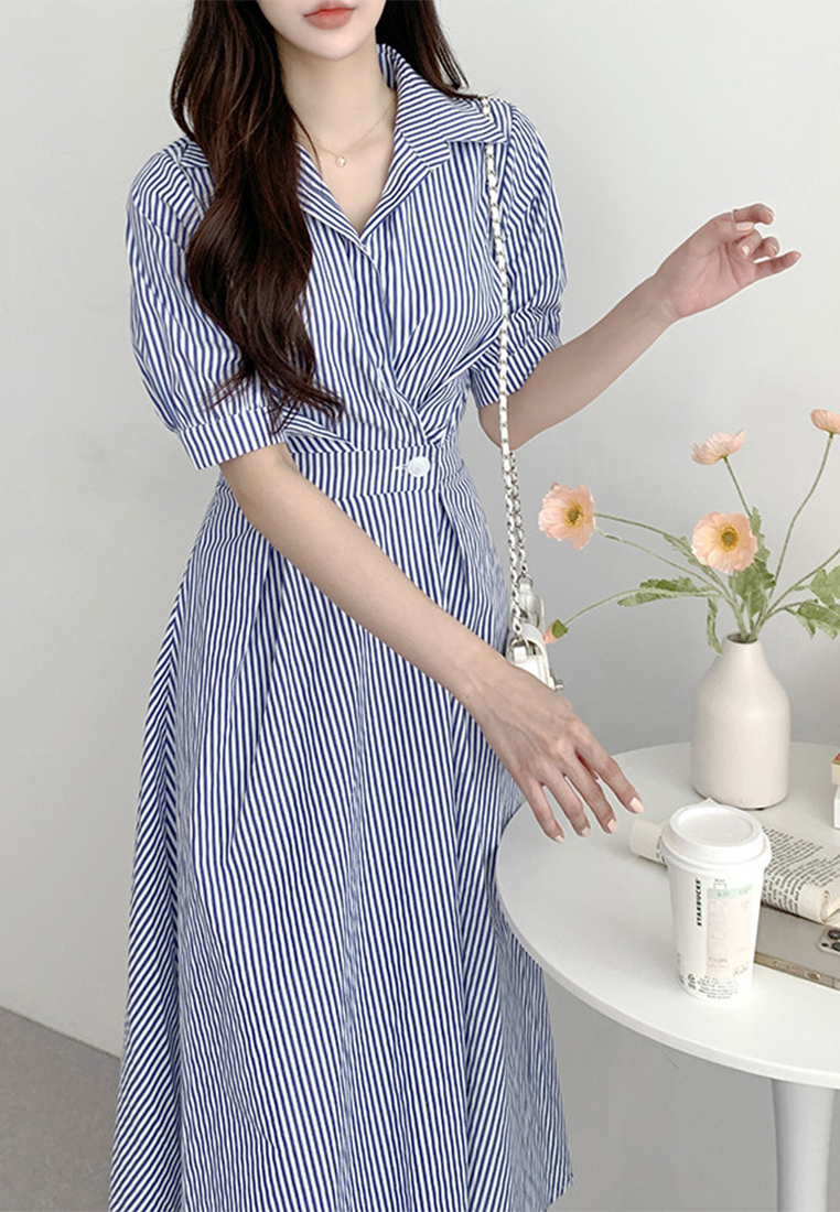 Summer trendy waist cinching dress CA25032747BL