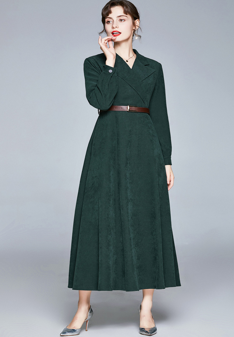 2024 new women's slim fit waist cinching temperament long skirt CA24073103GR