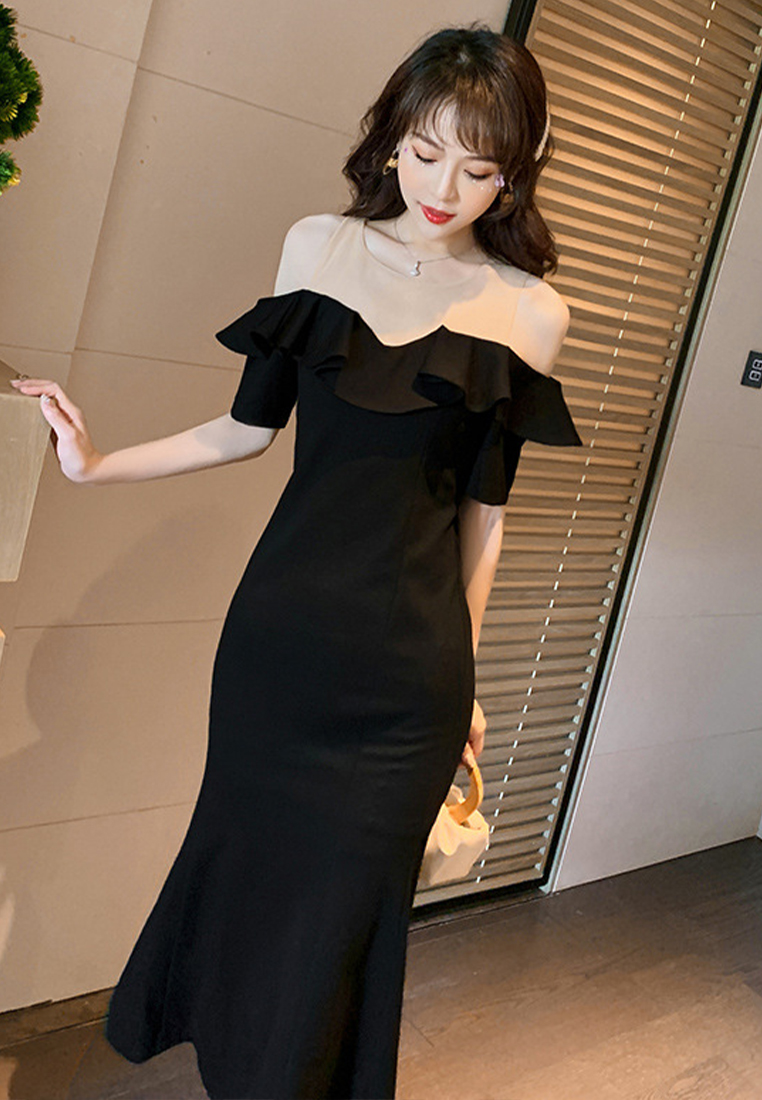 Summer New Sexy Temperament Ruffle Collar Mermaid Dress 5131-sunnydaysweety