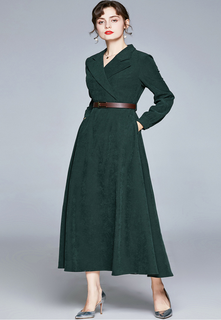 2024 new women's slim fit waist cinching temperament long skirt CA24073103GR