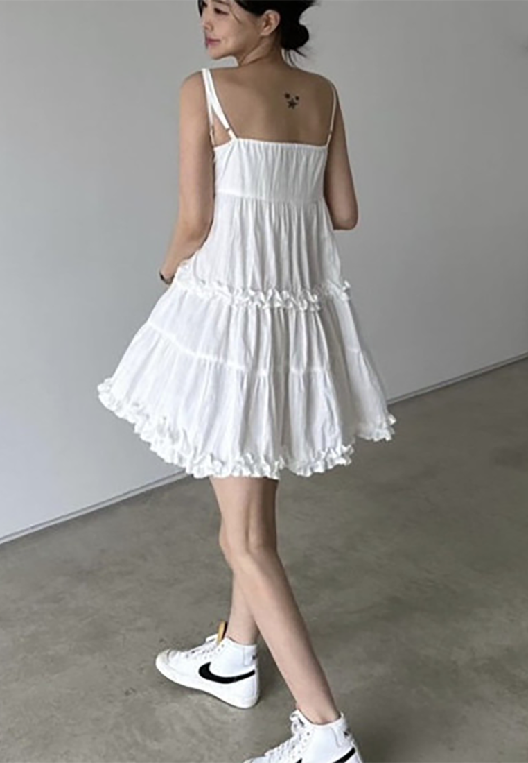 2025 Summer New Product Fungus Lace Splicing Suspender Dress CA25022403BK