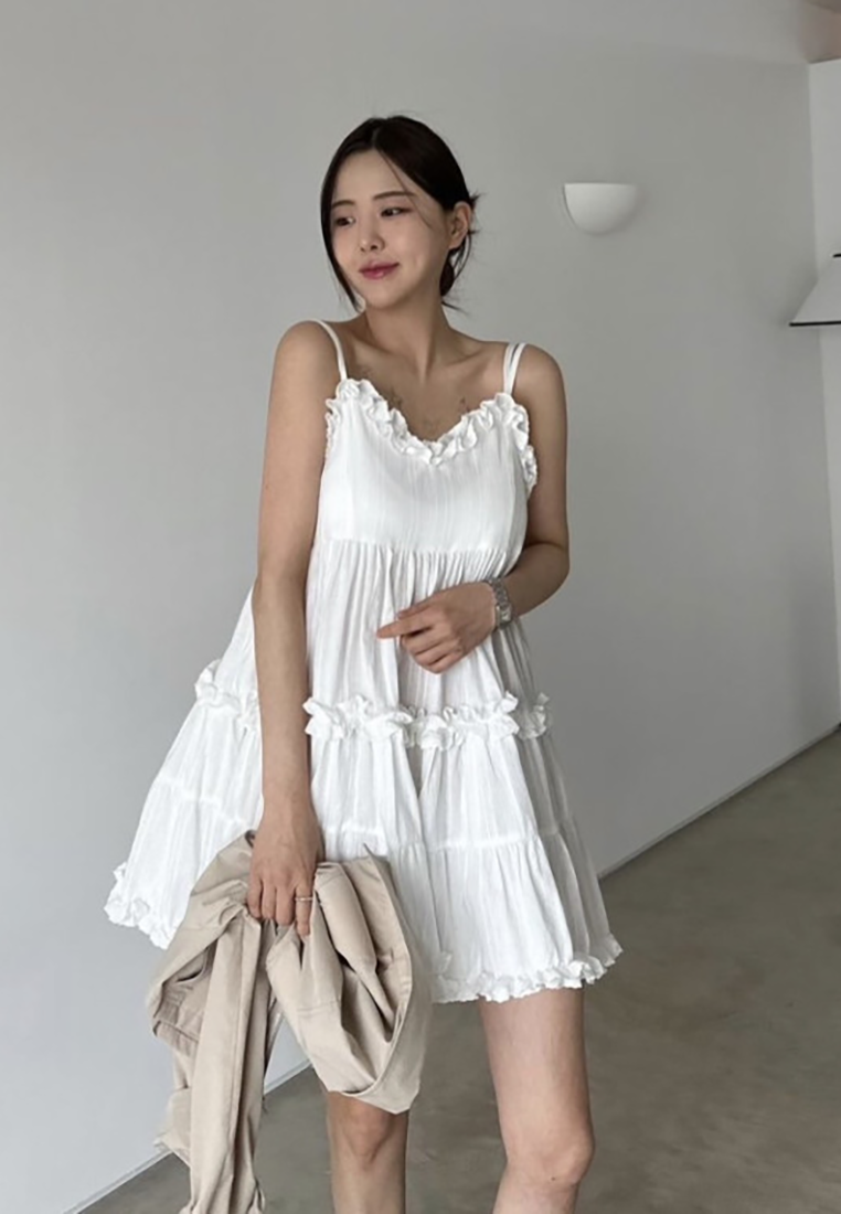 2025 Summer New Product Fungus Lace Splicing Suspender Dress CA25022403BK