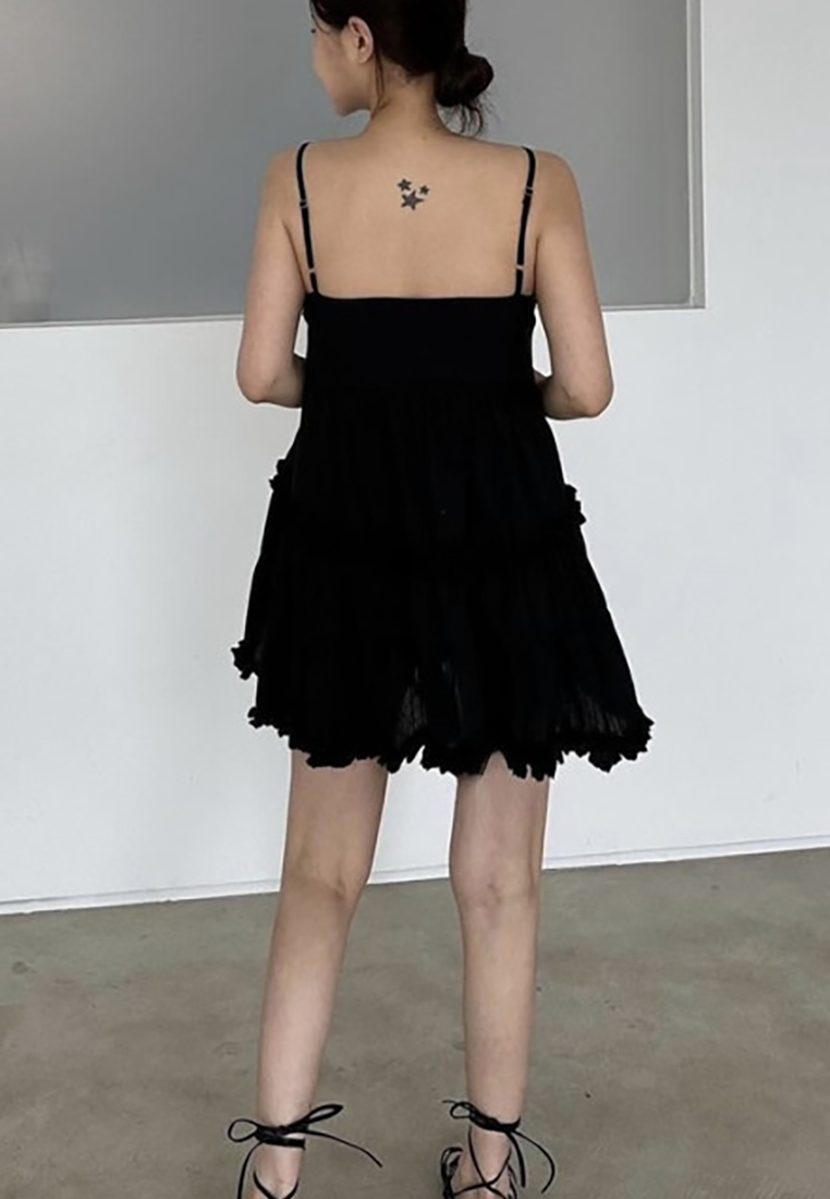 2025 Summer New Product Fungus Lace Splicing Suspender Dress CA25022403BK