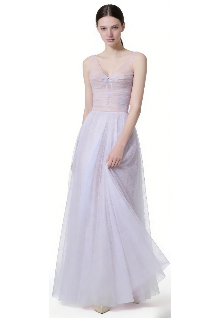 Glitter Mesh A-Line Evening Dress Formal Wedding Guest Cocktail Dress K26040903