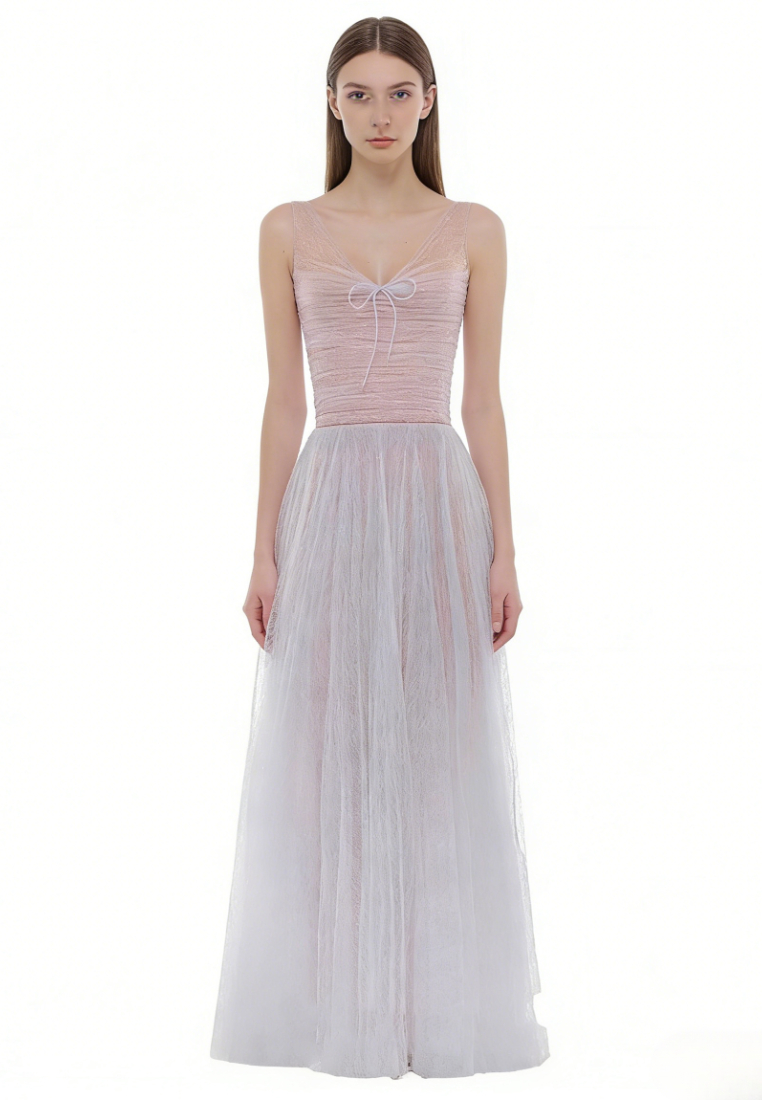 Glitter Mesh A-Line Evening Dress Formal Wedding Guest Cocktail Dress K26040903