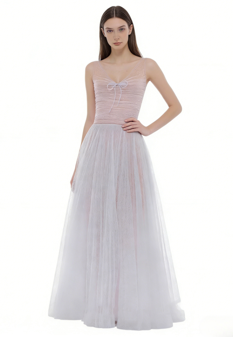 Glitter Mesh A-Line Evening Dress Formal Wedding Guest Cocktail Dress K26040903