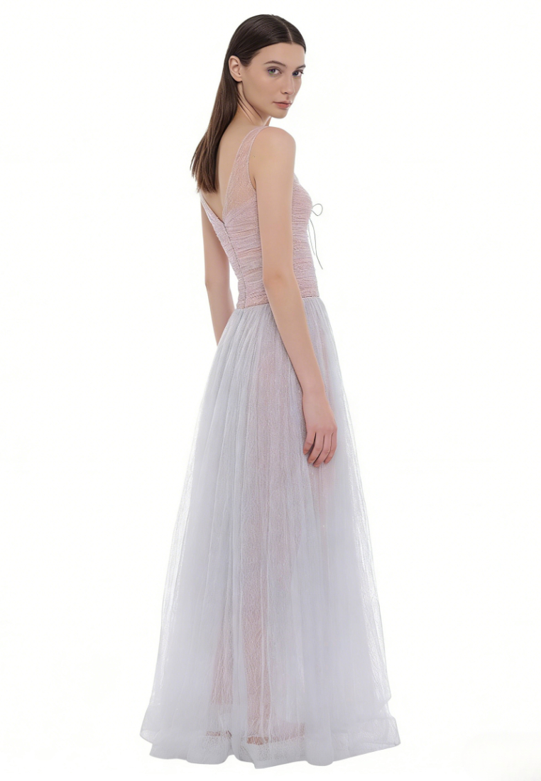 Glitter Mesh A-Line Evening Dress Formal Wedding Guest Cocktail Dress K26040903