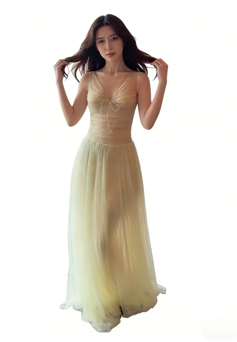 Glitter Mesh A-Line Evening Dress Formal Wedding Guest Cocktail Dress K26040903