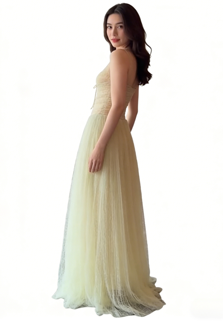 Glitter Mesh A-Line Evening Dress Formal Wedding Guest Cocktail Dress K26040903