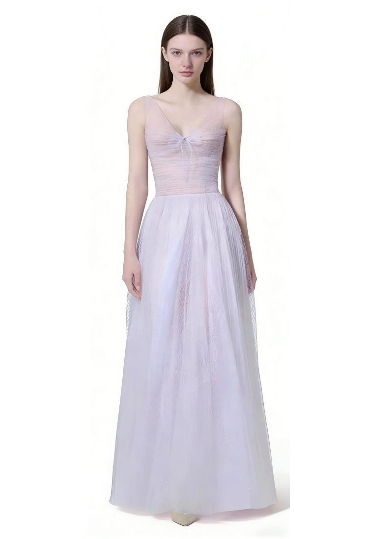 Glitter Mesh A-Line Evening Dress Formal Wedding Guest Cocktail Dress K26040903