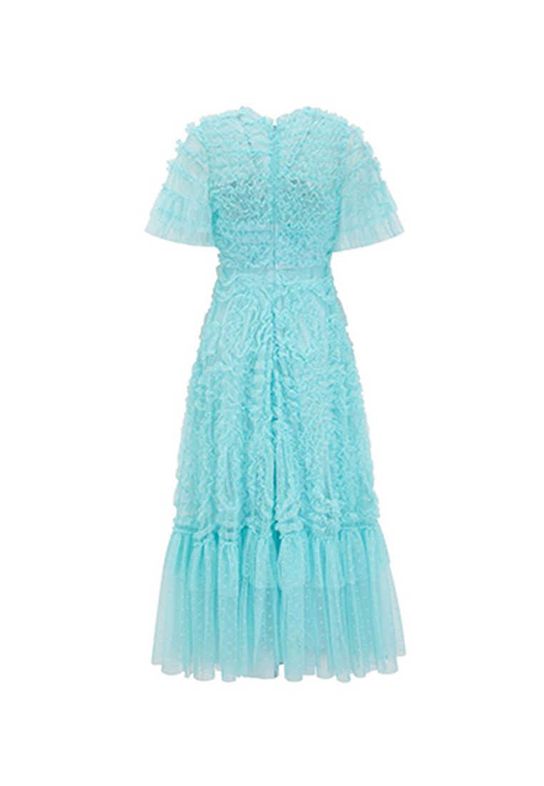 Temperament solid color V-neck dress CA24031903BL