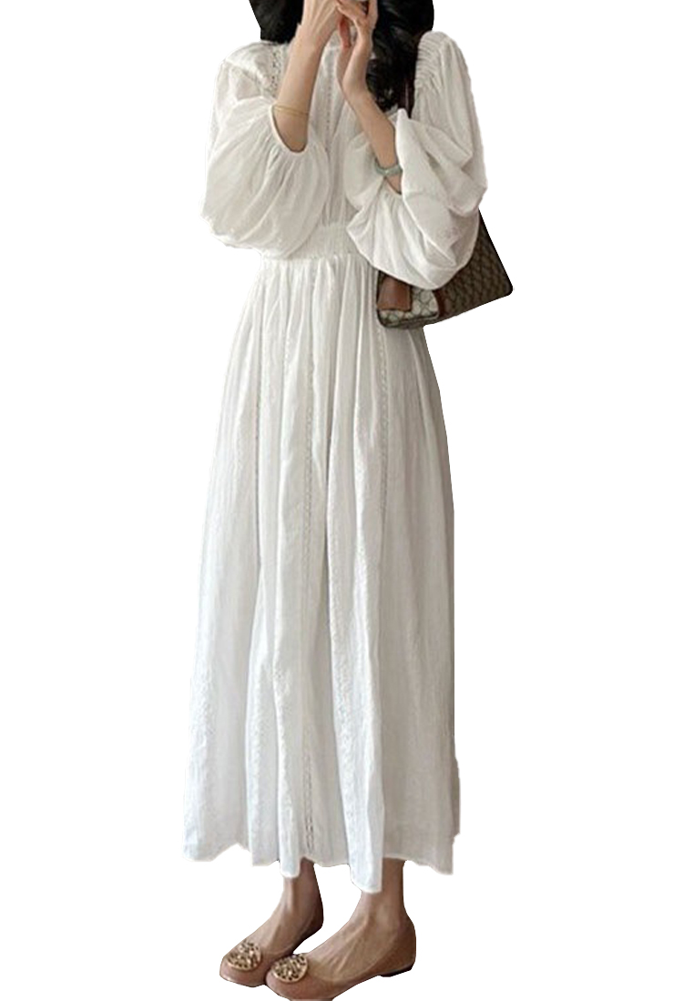 New French white dress early spring CA24030703