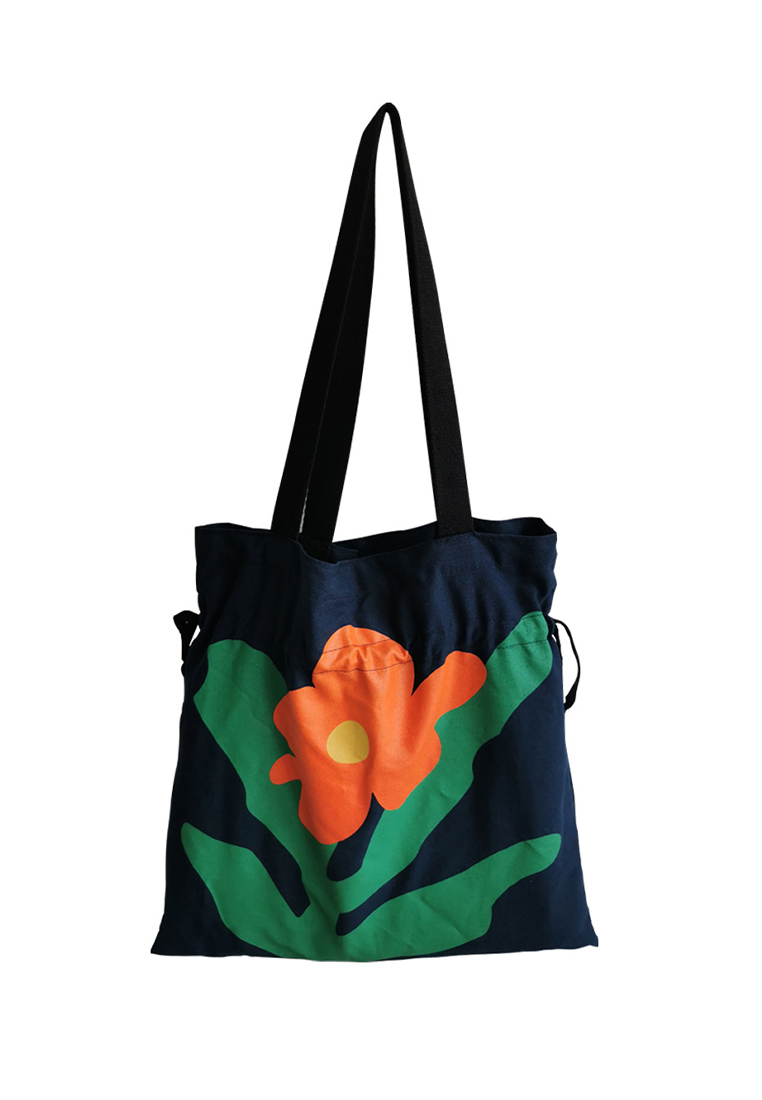 Women's navy blue drawstring rose bag CA24061703