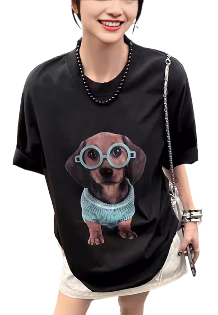 Summer Printed Loose Tops CA25070903BK